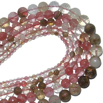 Facetas de la Piedra Natural de Sandía Cristal Redondo Suelto Perlas 4 6 8 10 12 MM de selección de Tamaño Para la Fabricación de la Joyería Diy Collar Pulsera