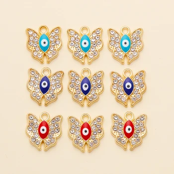 10Pcs Circón de la Mariposa Colgante de la Joyería Suministros Mal de Ojo Azul Encantos Diy Pendientes del Collar de Accesorios Artesanales, Suppl