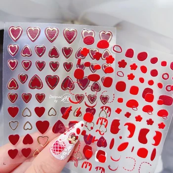 Corazón rojo de Prensa en las Uñas Pegatinas 5D Grabado Cartas de Amor de Transferencia de Uñas Calcomanías de BRICOLAJE Ángel de Arte de la Decoración de Uñas Manicura Decoración
