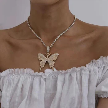 Simple Zirconia Cúbico De La Mariposa Colgante De Diamantes De Imitación Collar Clásico De La Piedra De Cristal De Gran Collar Para Las Mujeres, Las Niñas Aniversario