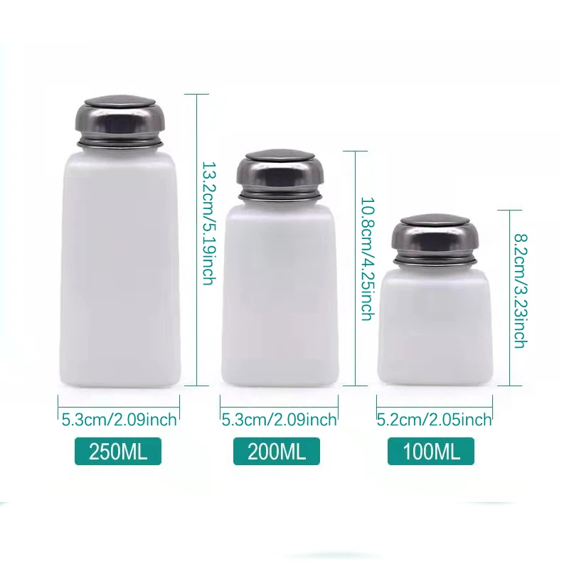100/200/250ml de Líquido Alcohol Prensa Removedor de esmalte de Uñas Dispensador de Limpiador de Bombeo Botella conforman Botella Rellenable Contenedor - 2