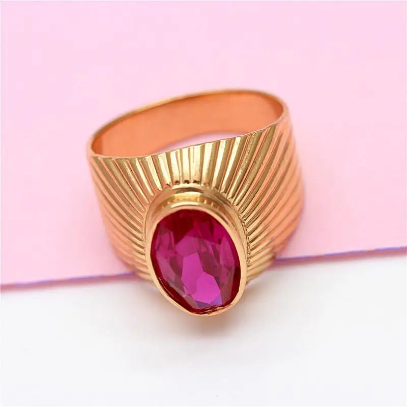585 púrpura de oro de 14K de oro rosa de amplia versión de ruby, de tamaño variable, anillos para mujeres únicas de artesanía hermosa de lujo de la joyería de regalo - 2