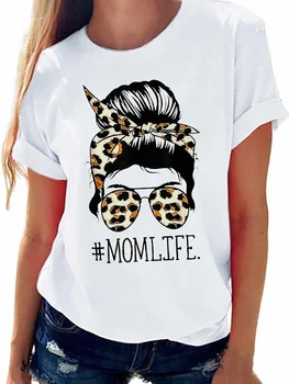 Nuevo Leopard Vida MAMÁ Hermosa Camiseta de Ropa de Mujer de dibujos animados de Manga Corta de Impresión de la Camiseta de la Mujer Gráfico Señora Camiseta T-shirt Ropa