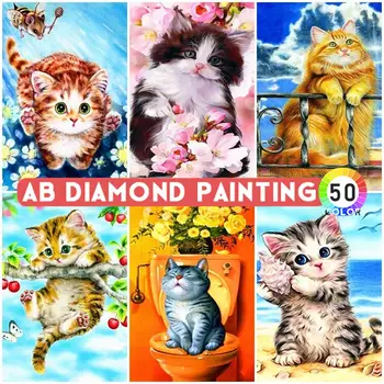 AB Brocas de Diamante Pintura Con Piedras Gato Mosaico de Venta de Animales de diamantes de Imitación de Fotos en Casa de Arte de la Decoración de la Pared Pegatinas Kit