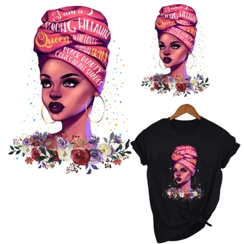 Corona Chica Africana Parche En la Ropa DIY de Belleza de Niñas Stickersfor T-camisa de Vestir Suéter de Transferencia Térmica de etiquetas en la Ropa G1