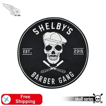 Shelby Peluquería Pandilla de Bordado Parche de Hierro en etiquetas para la Ropa DIY Personalizado de Diseño de Gran Tamaño Atrás Chaquetas Cráneo Apliques