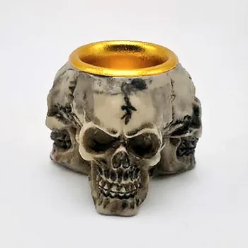 3-cara de cráneo titular de la vela molde de silicona diy de hormigón de resina modelo de yeso fabricación de molde de la decoración de Halloween de la herramienta
