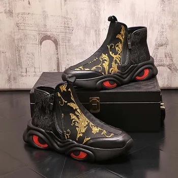 Nueva Llegada de Lujo Diseñador de los Hombres de Bordados de la Plataforma de Pisos Zapatos de Alta Tendencias de Zapatillas de deporte Por las Calles de la Web de la Celebridad