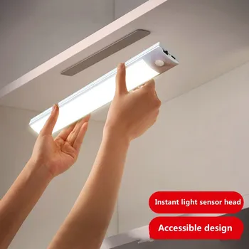 Smart Sensor de Movimiento LED Luz de Noche Dormitorio Lámpara de Noche Inalámbrica de Regulación de Carga USB Lámparas de Noche Gabinete de Iluminación de la Cocina