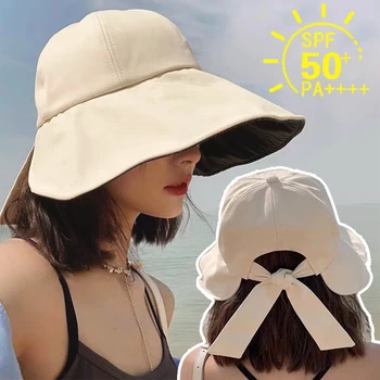 De verano Nuevo Anti-UV de Vinilo Pescador Sombreros de las Mujeres de Color Sólido Plegable Sombrero de Sol al aire libre de la Playa de Gran Alero de Arco Rostro Cubriendo Sombreros para el Sol