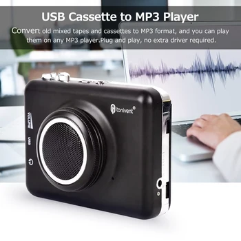 USB Cassette Reproductor de Música, Grabadora de Adaptador de Captura de Stero Cinta de Cassette Reproducto Jugador de Convertir a MP3 Converter con Altavoz