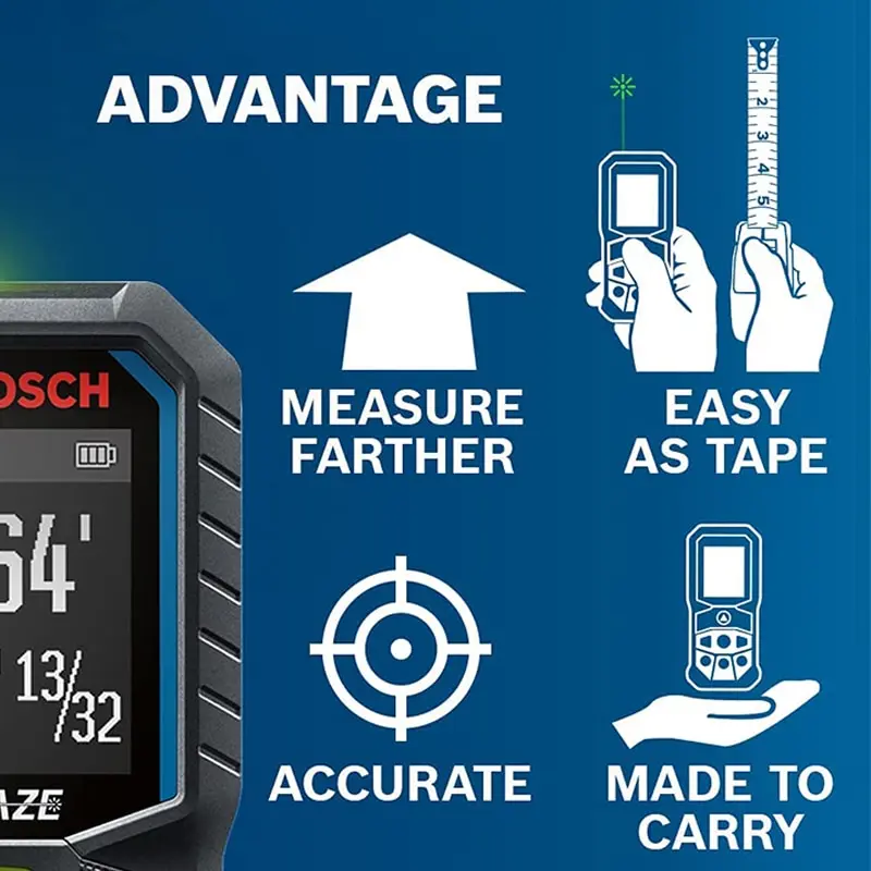 Bosch GLM50-23G Verde Telémetro Láser 2-en-1 Medidor de Distancia Cinta Digital Instrumento de Medición Profesional de la Herramienta eléctrica para el Hogar - 3