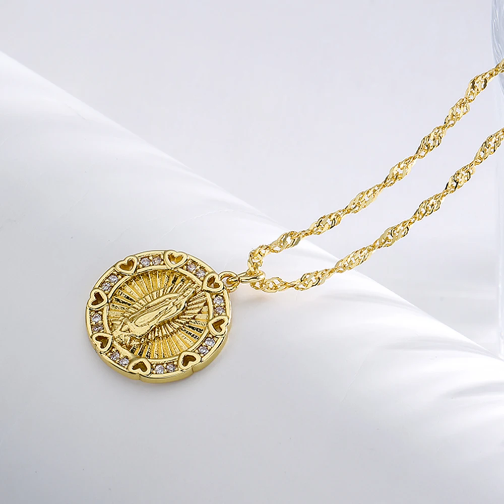 Mafisar Nuevo Diseño de la Santísima Virgen María Colgante Fino CZ Cubic Zirconia Collar de Metal de Cobre de la Cadena Religiosa de la Joyería de Regalo - 3