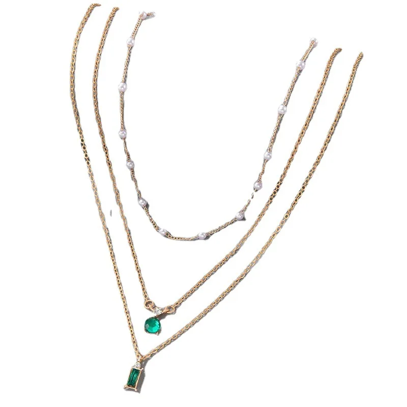 Tocona Elegante Verde de la Piedra de Cristal Colgante de las Mujeres del Collar del Encanto de Arroz Perla Collar Ajustable del Partido de la Joyería del Collar - 3