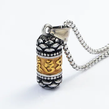 Vintage de Acero Inoxidable que Deseen Botella Collar DIY para Hombres Mantra Shurangama Ceniza Cuadro Colgante Amuleto Religioso de la Joyería de Regalo
