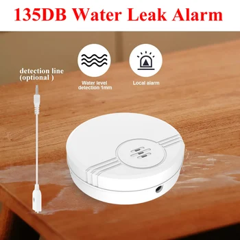 Detección de doble Sensor de Agua de 130 db de Alarma de Fugas de Agua Detector de Alerta de Monitoreo de Fugas y Goteo de Alarma para la Cocina, cuarto de Baño Bases