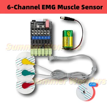 6 Canales de EMG del Músculo Sensor de Músculo Eléctrico Módulo de Adquisición de Puerto Serie de Arduino UNO Kit Smart Dispositivo Portátil de Código de Demostración