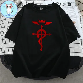 COSGOGO Anime Fullmetal Alchemist Impreso el Logotipo de Algodón Suave Usando T-shirt de Moda Harajuku Unisex Camisetas