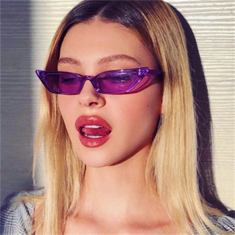 Las damas de la Moda de Ojo de Gato Gafas de sol Personalizadas Creativo de la Jalea de Color Gafas de Mujer Sexy Triángulo Púrpura Gafas de Sol UV400 - 4