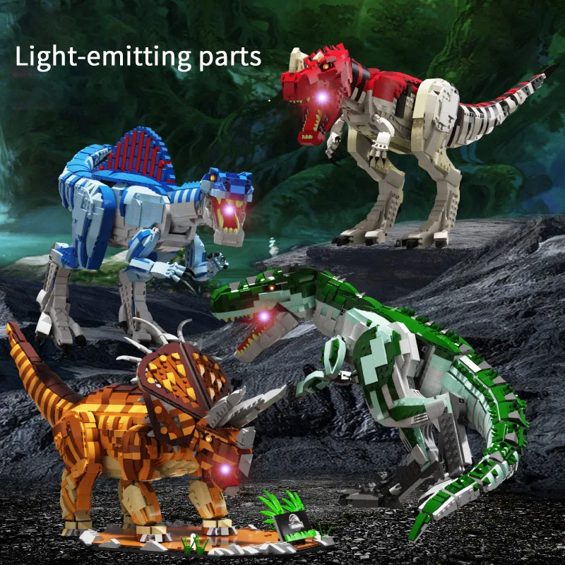 La luz del Jurásico Unicornio Mundo de los Dinosaurios Modelo de Ladrillos Dragón Bloques de Construcción de Juguetes para Niños Niño Niños Regalos 2116Pcs - 4