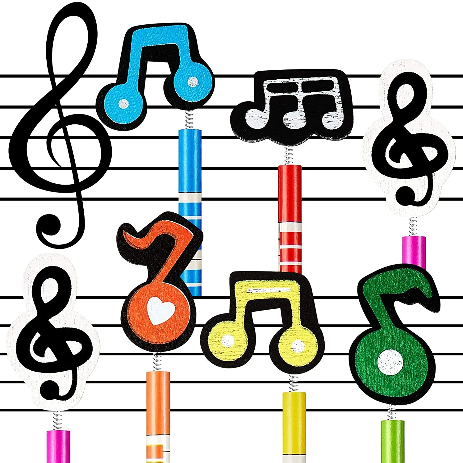 24Pcs Notas de la Música de Lápices de Madera de colores de la Raya de Lápices de Madera con Nota Musical de Adornos para los Estudiantes de la Escuela de Maestros - 4