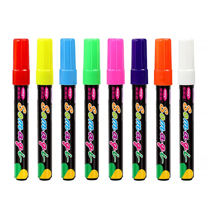 8pcs/ cuadro de Haier Líquido Tiza Borrable luminoso lápiz resaltador de arte de pintura para pizarra publicidad pizarra (3*6 mm) - 4