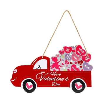 Feliz Día de san Valentín cartel de Madera Vintage Camión de la Decoración de la Puerta de la Señal de la Pared que Cuelga Adornos Para el Día de san Valentín, Boda