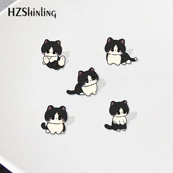 2023 De Dibujos Animados Lindo Gato Negro Gatito De Acrílico Collar Perno Patrón De Anime Acrílico Pernos De La Solapa De La Resina De Acrílico Epoxi