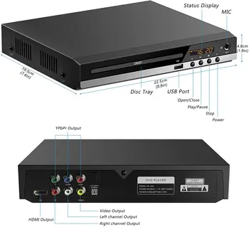 HD-229 Reproductor de DVD Para TV DVD CD Player Reproductor de Multimedia Digital U Reproducción de Discos HD AV de Salida con Control Remoto