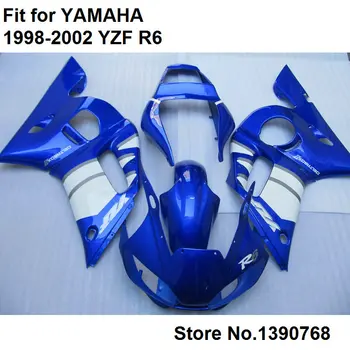 Carenado kit para Yamaha YZF R6 98 99 00 01 02 azul, blanco, carrocería, partes de carenados conjunto YZFR6 1998 1999 2000 2001 2002 LV48