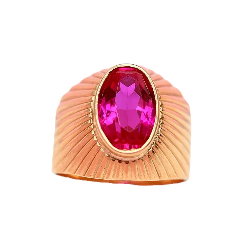 585 púrpura de oro de 14K de oro rosa de amplia versión de ruby, de tamaño variable, anillos para mujeres únicas de artesanía hermosa de lujo de la joyería de regalo - 5