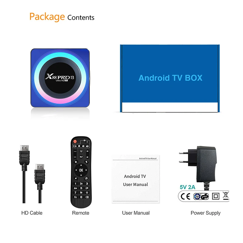 Cuadro de TV Android 13.0 Media Player RK3528 Quad-Core de 64 bits Cortex-A53 8K Video Wifi6 BT5.0 Android 13 Set Top Box X88 Pro 13 - 5