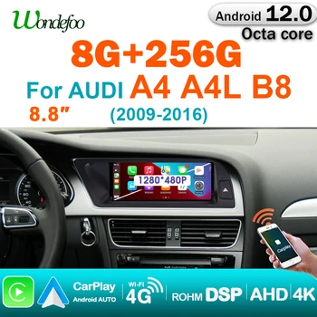 Inalámbrica carplay 8 CORE 2 Din Android 12.0 Radio del Coche de la Pantalla del GPS Para Audi A4 B8 2009-2016 Auto RADIOS multimedia reproductor de 4G