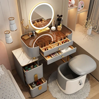 De Lujo Europeos Aparadores Muebles De Dormitorio Nórdico Diseñador De Tocadores De La Vanidad De Vidrio Gabinete De Almacenamiento Apartamento De Maquillaje De La Tabla