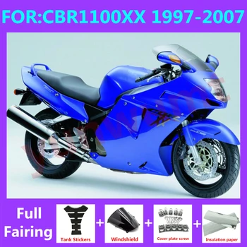 El Carenado de la motocicleta kit para Cbr1100XX CBR 1100 XX 2000 CBR1100 Carrocería 1997 - 2007 PÁJARO NEGRO de 1998 carenado completo de los kits de juego azul