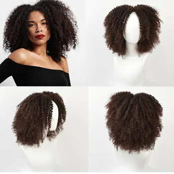 14 Pulgadas de color Marrón Sintético Rizado Pelucas para las Mujeres De 10 Colores Ombre Afro Corto Peluca Afro Americano Natural de Cabello Negro