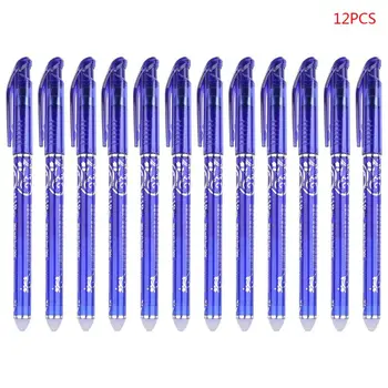 12 Pcs Punto Fino Tinta Azul Bolígrafo Papelería de 0,5 mm de Lujo Borrable Bolígrafo de Gel