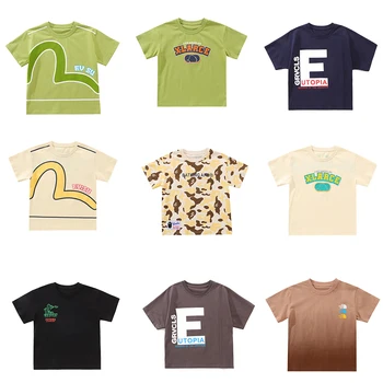 2023 Ins Estilo T-camisa Para Niño Niña de Impresión de manga Corta Ropa de Chico de Algodón Camisetas de Verano de los Niños Lindos Tops 1-14Years