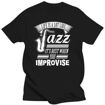 La Música de Jazz de saxofones Sax Ritmo de la Trompeta T-shirt Gran Primavera Otoño de Manga Corta de la Camiseta de la Personalidad De los Hombres de Calidad Superior de la Famosa