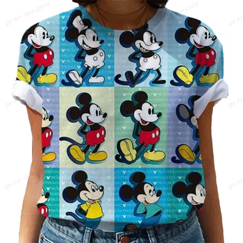 Nuevo las Mujeres de la Moda de la Camiseta de Mickey Mouse de Disney Imprimir O-Cuello de la Mujer de Manga Corta de Harajuku Tops Camisetas de mujer Ropa de Mujer