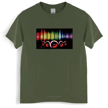 Recién Llegado camisa de Hombre t de Sonido Activado Led de Luz Arriba y Abajo Parpadeando Ecualizador para EL Rock Disco Party DJ Homme Black T-shirt
