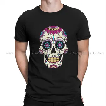 México Cráneo de Azúcar en la Camiseta para los Hombres del cráneo púrpura Básicos de Ocio Tee Camiseta de la Novedad de la Nueva del Diseño Esponjoso
