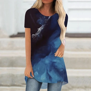 2022 Verano Elegante de la Mujer Floral Impreso T-shirt de las Mujeres de Moda de camisetas de las Señoras Tops Camisetas Vintage Camiseta Casual Suelto
