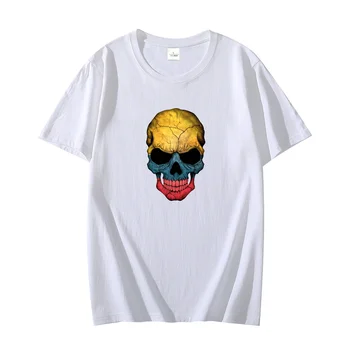 Los hombres del Algodón de la camiseta de Bandera Colombiana Cráneo Unisex de la moda gráfica camisetas oversize camisetas Harajuku Streetwear de los Hombres de la ropa