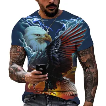2023 Animal T-shirt Hombres Harajuku Camiseta Tops Soaring Eagle Gráfico 3D de Impresión T-shirt de Verano de Manga Corta de Jersey Ropa de gran tamaño