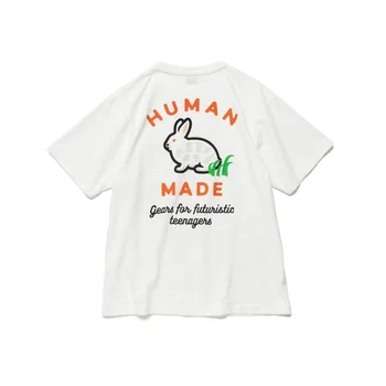Hechas por el hombre Camiseta de Algodón Slub las Mujeres de los Hombres de dibujos animados Conejo de Impresión de Manga Corta T-shirts Harajuku Casual Streetwear Y2k Ropa Tapas