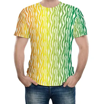 Colorido Cebra T-Shirt Abstracto, arco iris de Impresión de la Novedad de T-Shirts para Hombres Clásico de la Camiseta de Verano de Manga Corta Tops 4XL 5XL 6XL