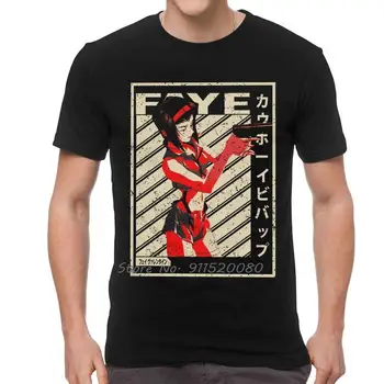 Cowboy Bebop Faye Camiseta de los Hombres de Algodón de la Impresión de camisetas Streetwear Camiseta de Manga Corta de Ciencia Ficción de Anime Manga Tee Superior