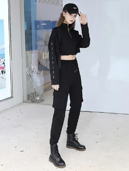 La mujer Pantalones de Talle Alto, Corredores coreano de la Moda de pantalones de Chándal de Harajuku Streetwear Y2K Deportes Pantalones de Chándal