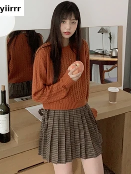 2021 Otoño Otoño Faldas A Cuadros Caliente De Las Ventas Que Lindo Chicas Dulces Retro Vintage Coincidencia De Equipos De Diseño Japón Corea Chic De La Moda De La Ropa